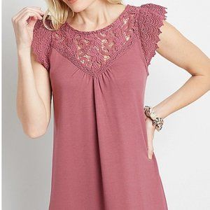 Maurices Magenta Crochet Sleeve Shift Dress Large